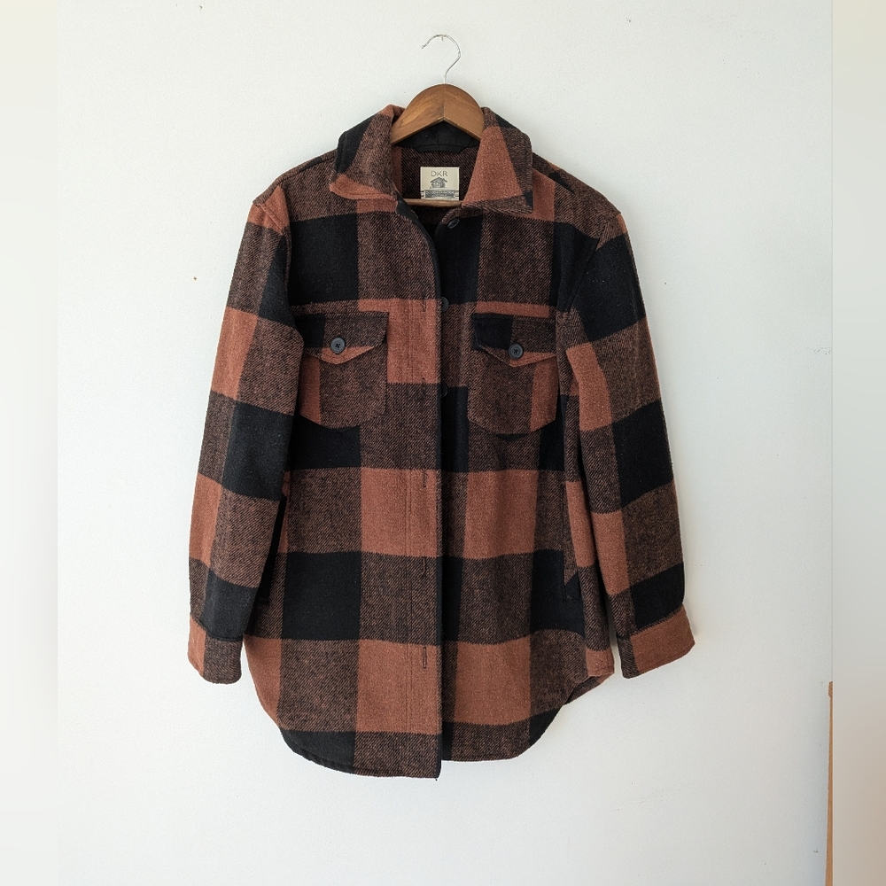 Plaid Utility Jacket - Black and Brown